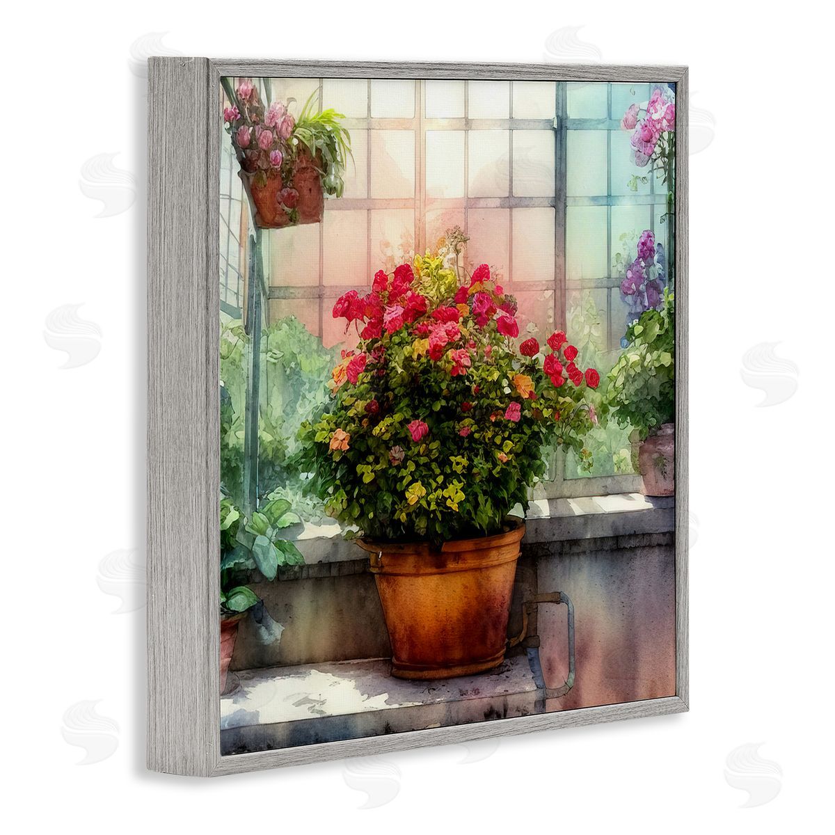 Alpenglow Workshop Vivid Flower Blooms Greenhouse Gray Framed Glicee Wall Art Print