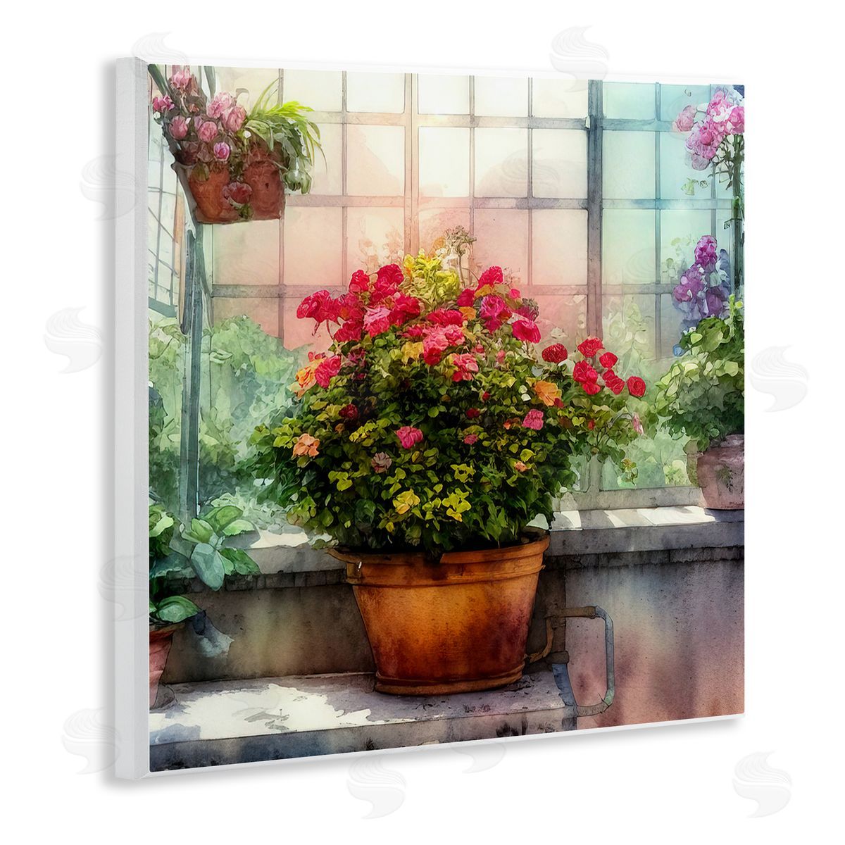 Alpenglow Workshop Vivid Flower Blooms Greenhouse Wooden Wall Plaque Art Print