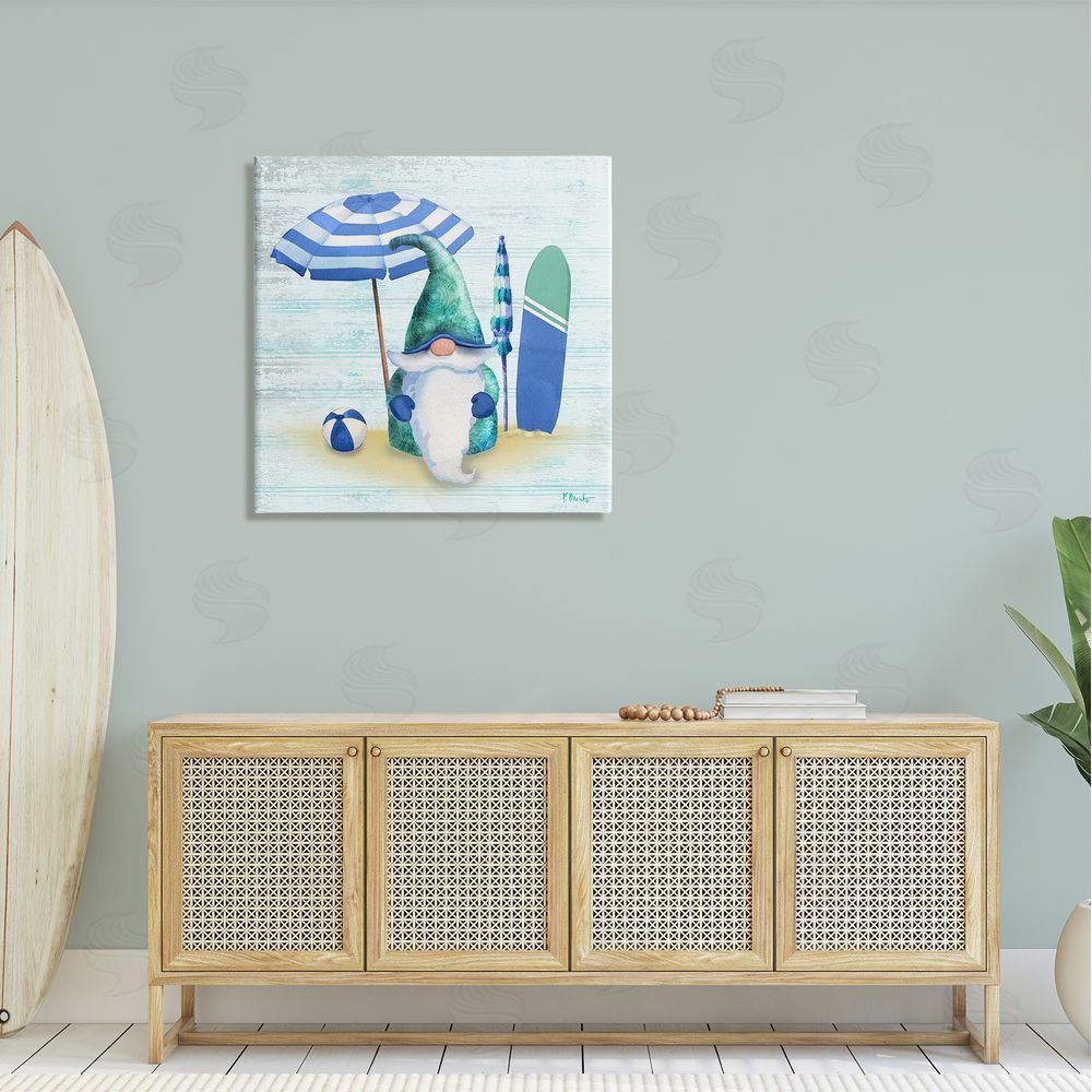 Paul Brent Coastal Seaside Garden Gnome Canvas Wall Art in Room