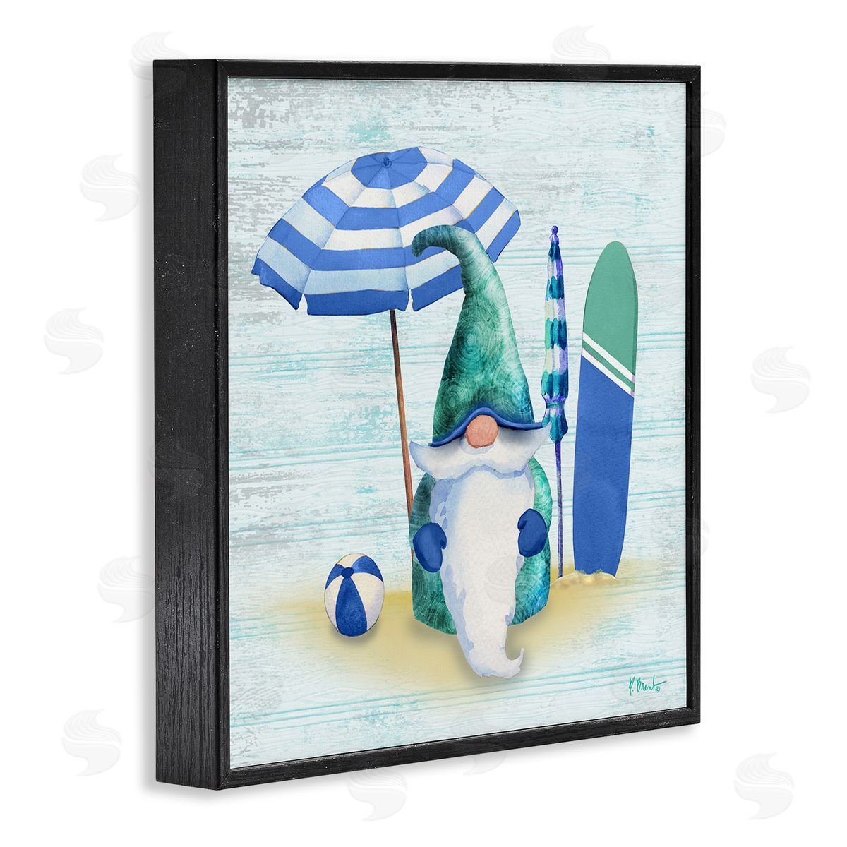 Paul Brent Coastal Seaside Garden Gnome Black Framed Glicee Wall Art Print