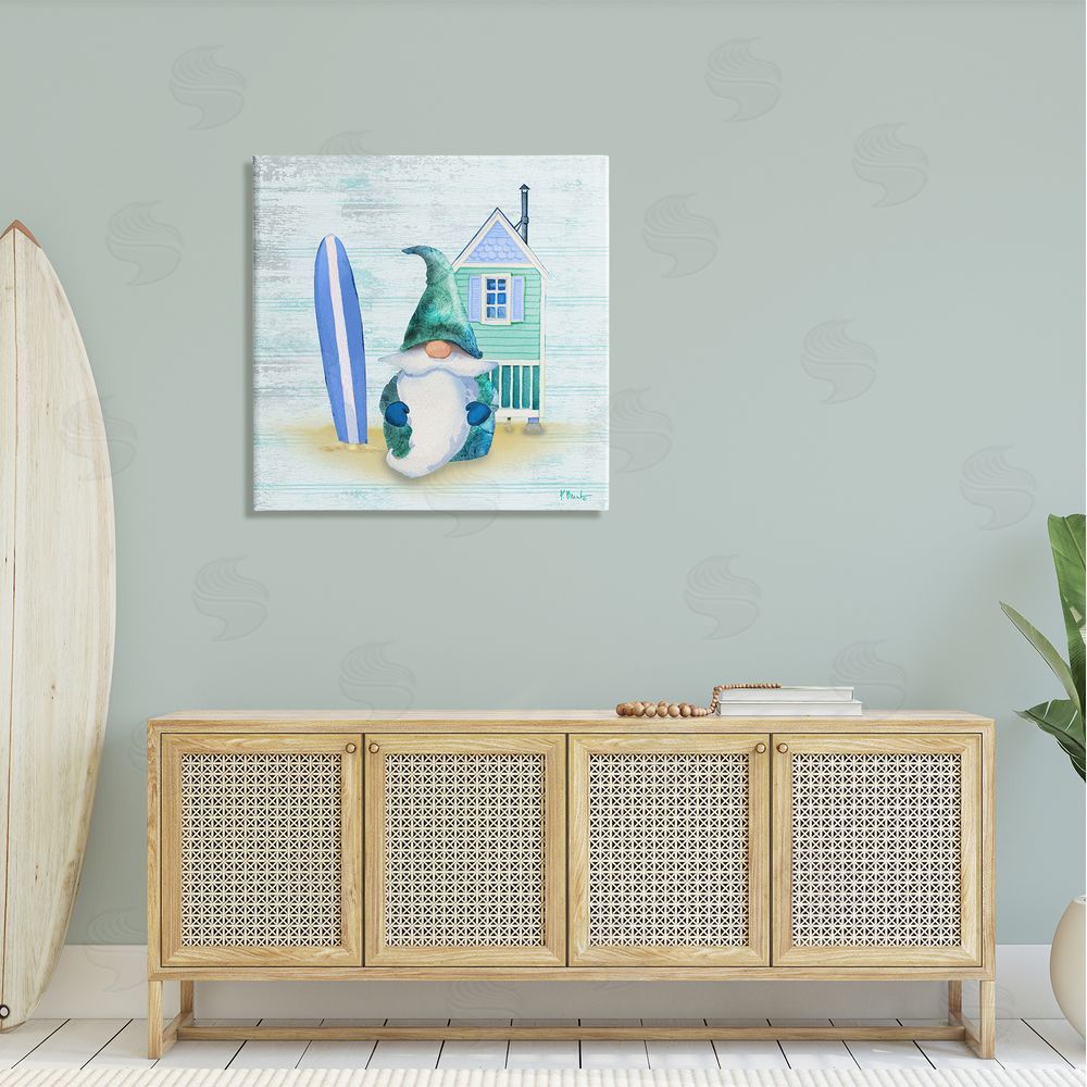 Paul Brent Summer Cottage Gnome Beach Canvas Wall Art in Room