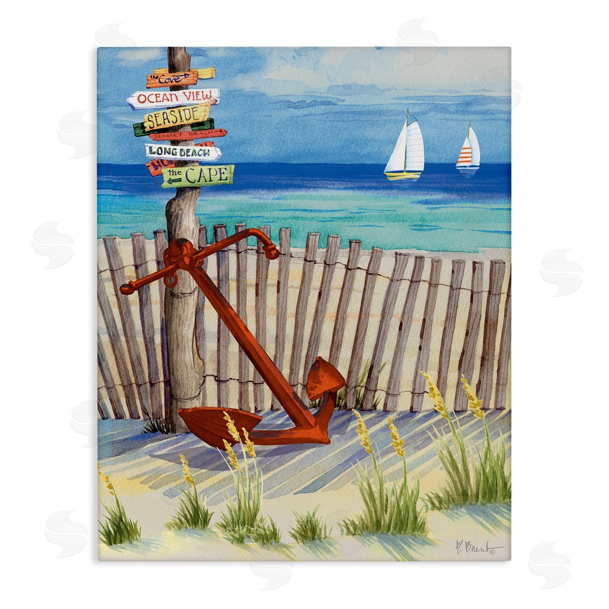 Paul Brent Anchor Leaning Beach Directions Sign