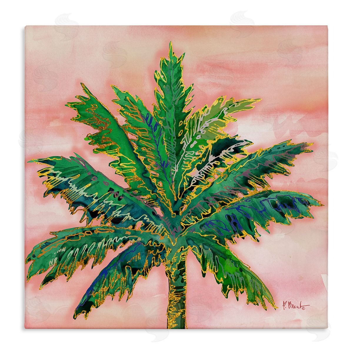 Paul Brent Modern Glam Outline Palm Tree Stretched Canvas Wall Art Print