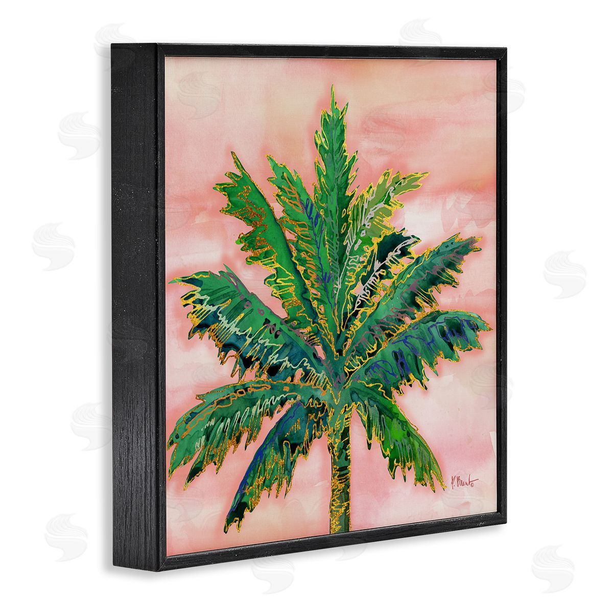 Paul Brent Modern Glam Outline Palm Tree Black Framed Glicee Wall Art Print