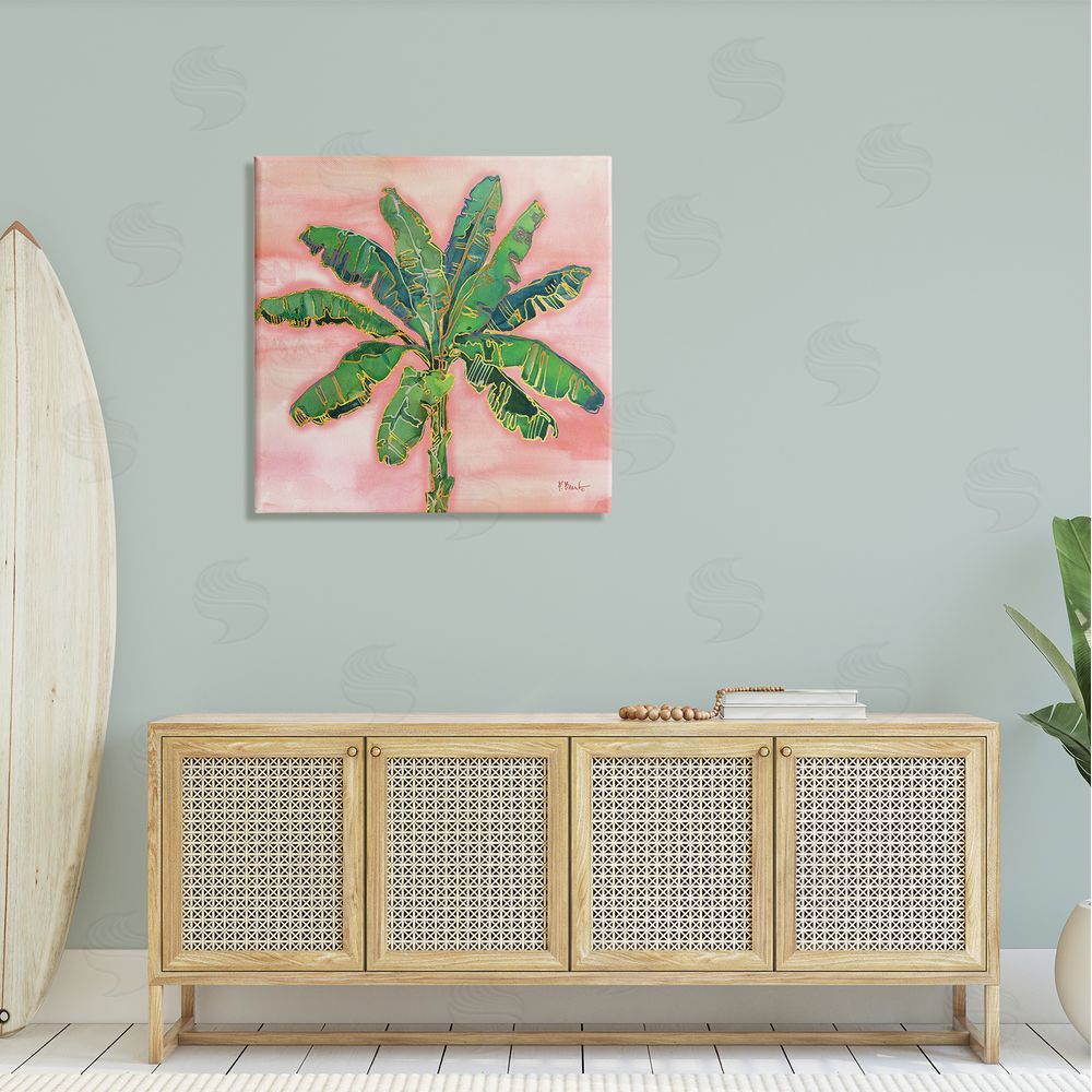 Paul Brent Contemporary Palm Tree Leaves Canvas Wall Art in Room