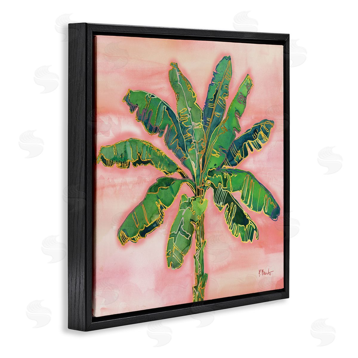 Paul Brent Contemporary Palm Tree Leaves Black Floating Frame Canvas Wall Art Print