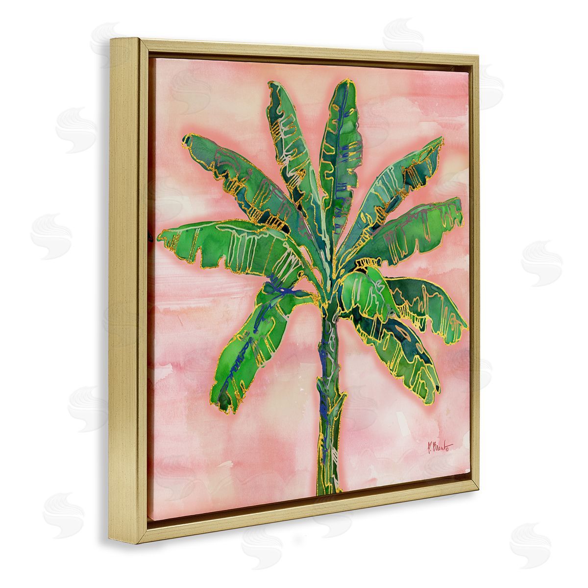 Paul Brent Tropical Nature Palm Sunrise Gold Floating Frame Canvas Wall Art Print