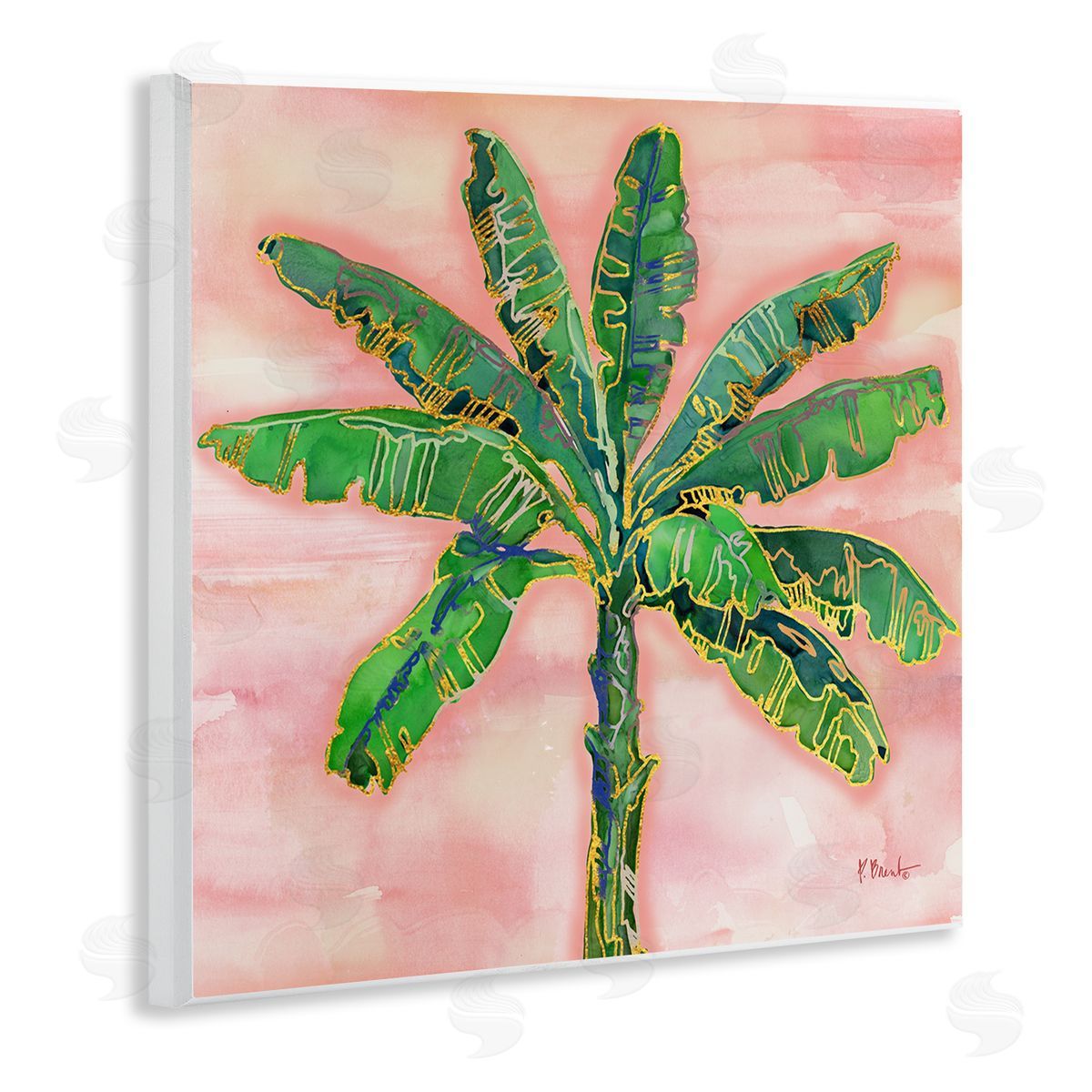 Paul Brent Tropical Nature Palm Sunrise Wooden Wall Plaque Art Print