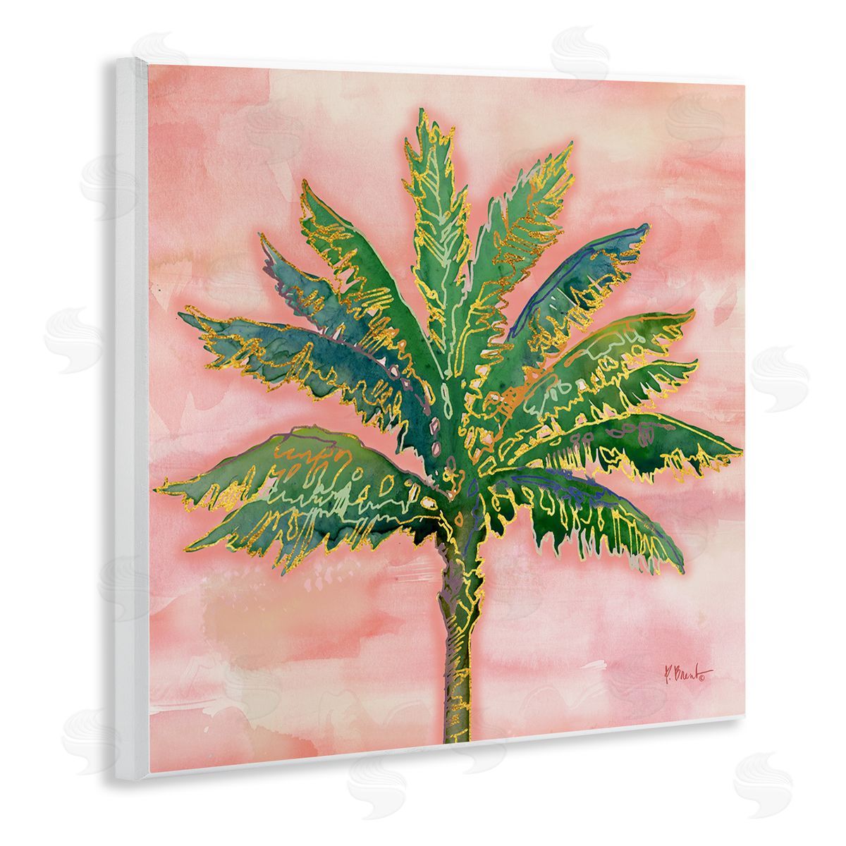 Paul Brent Sunset Palm Tree Glam Detail Wooden Wall Plaque Art Print
