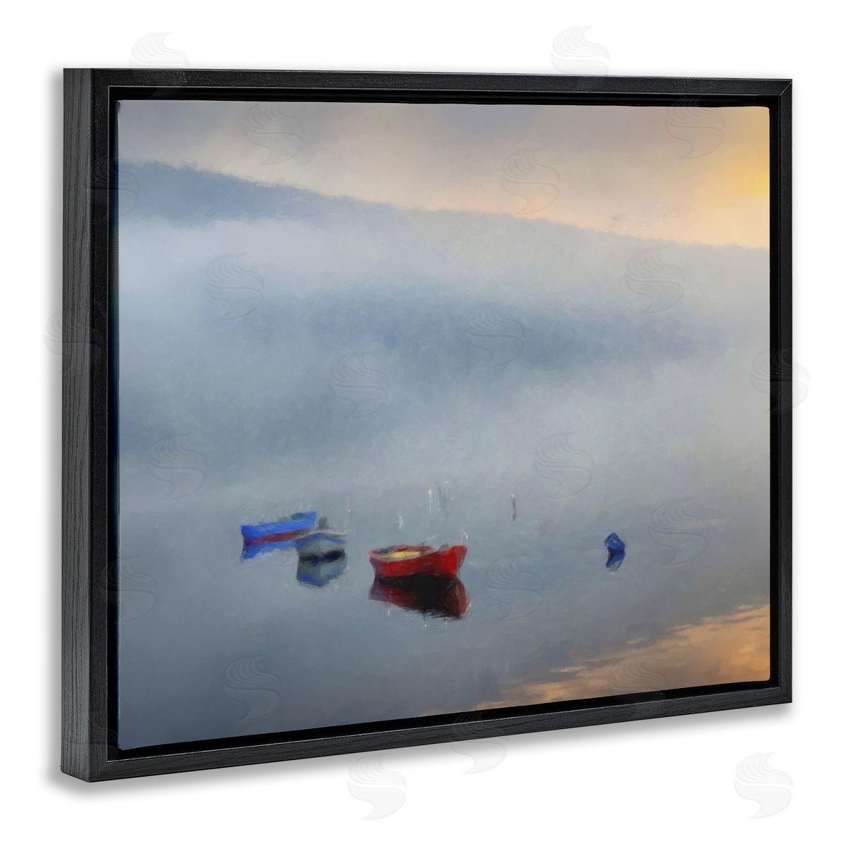 Kim Curinga Misty Lake Canoes Fog Scene