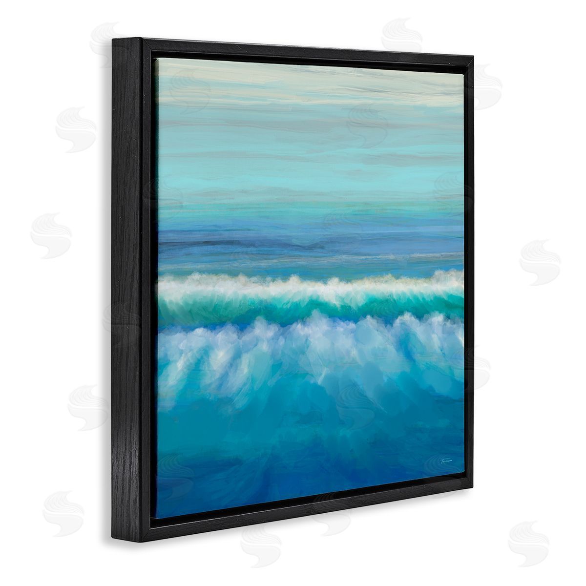 Michael Tienhaara Nautical Ocean Rolling Waves Black Floating Frame Canvas Wall Art Print
