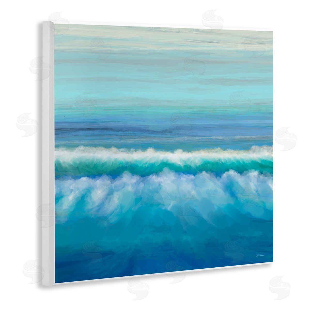 Michael Tienhaara Nautical Ocean Rolling Waves Wooden Wall Plaque Art Print