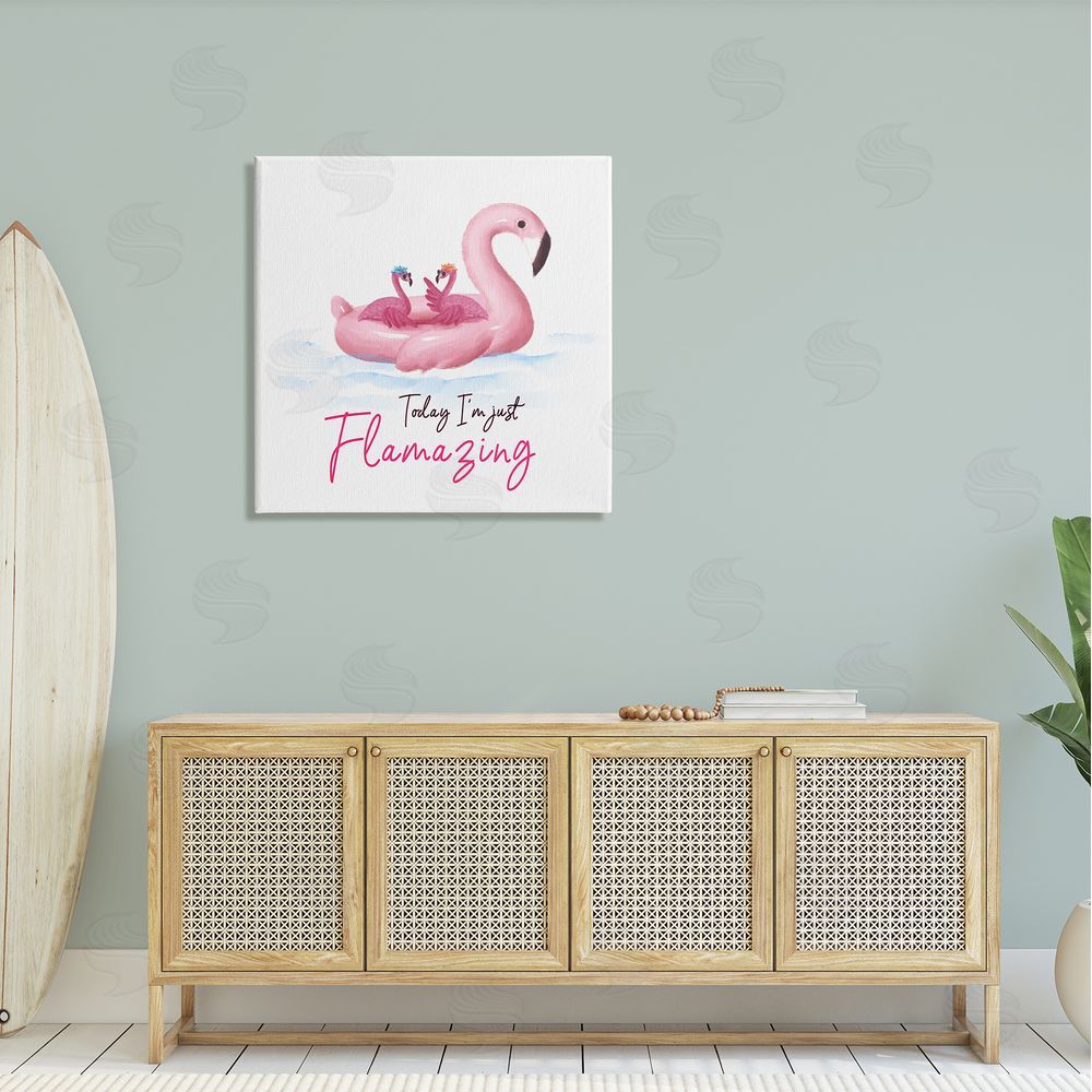 Ziwei Li Today I'm Flamazing Flamingoes Canvas Wall Art in Room