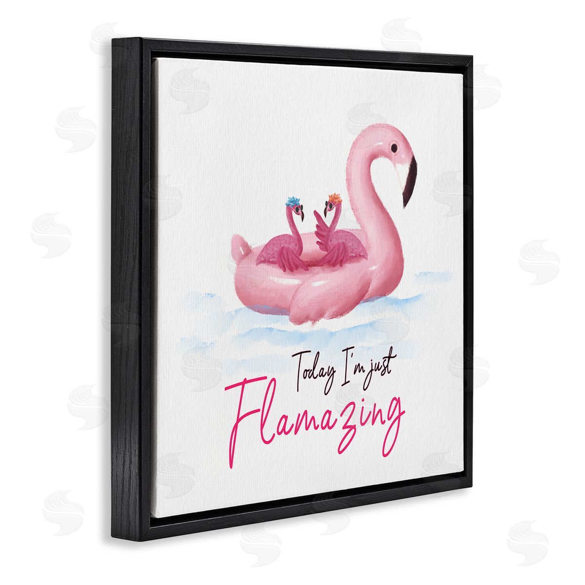 Ziwei Li Today I'm Flamazing Flamingoes Black Floating Frame Canvas Wall Art Print