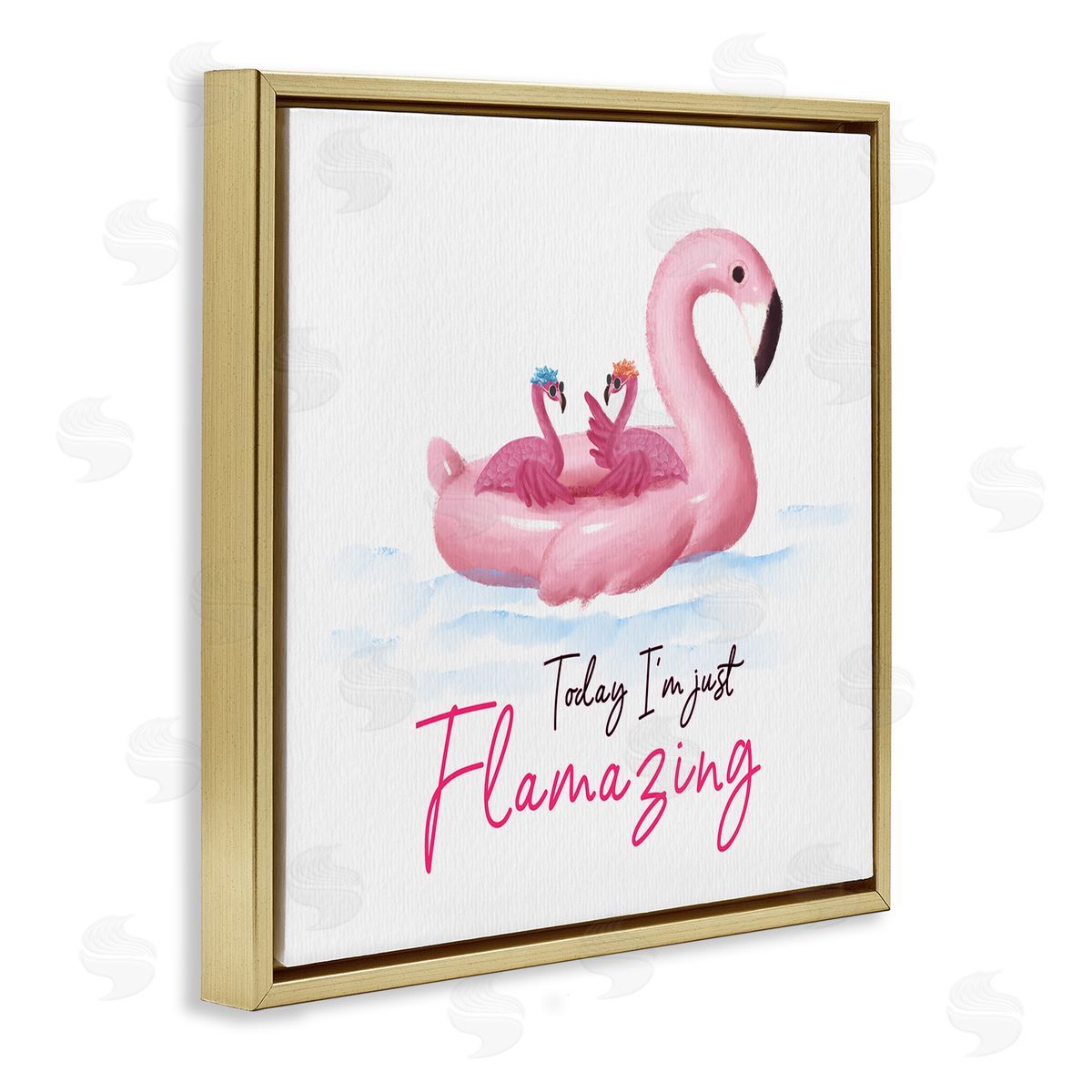 Ziwei Li Today I'm Flamazing Flamingoes Gold Floating Frame Canvas Wall Art Print