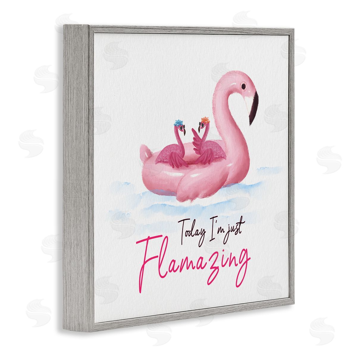 Ziwei Li Today I'm Flamazing Flamingoes Gray Framed Glicee Wall Art Print