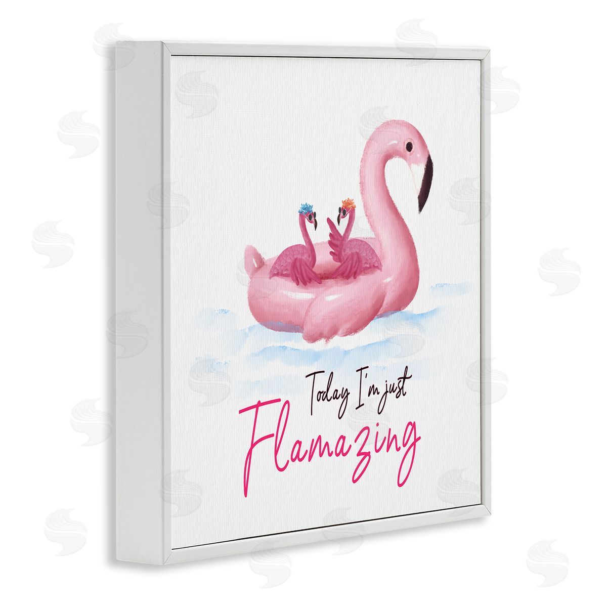 Ziwei Li Today I'm Flamazing Flamingoes White Framed Glicee Wall Art Print