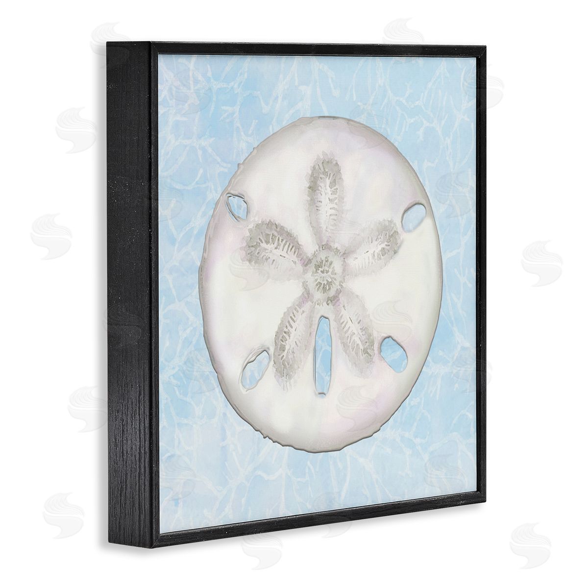 Diannart Sand Dollar Aquatic Waves Pattern  Black Framed Glicee Wall Art Print