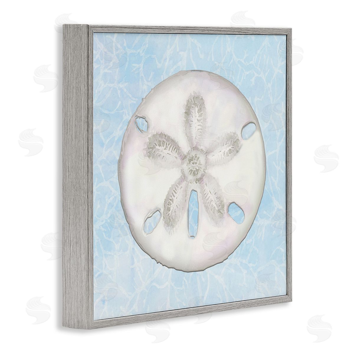 Diannart Sand Dollar Aquatic Waves Pattern  Gray Framed Glicee Wall Art Print