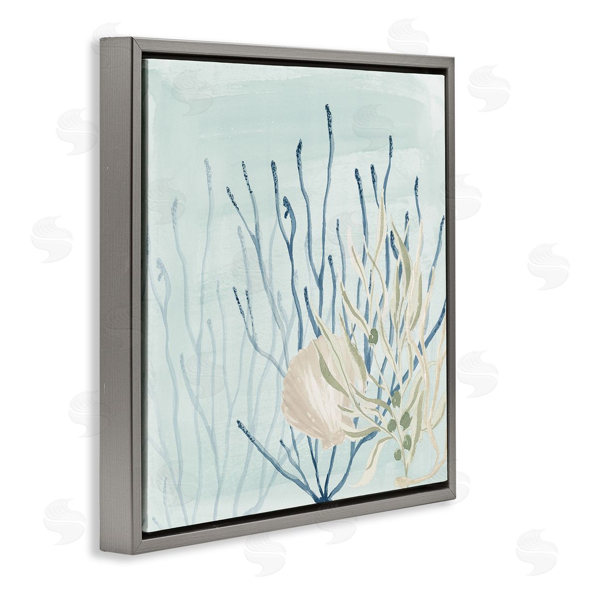 Lucille Price Underwater Coral Shells View Gray Floating Frame Canvas Wall Art Print