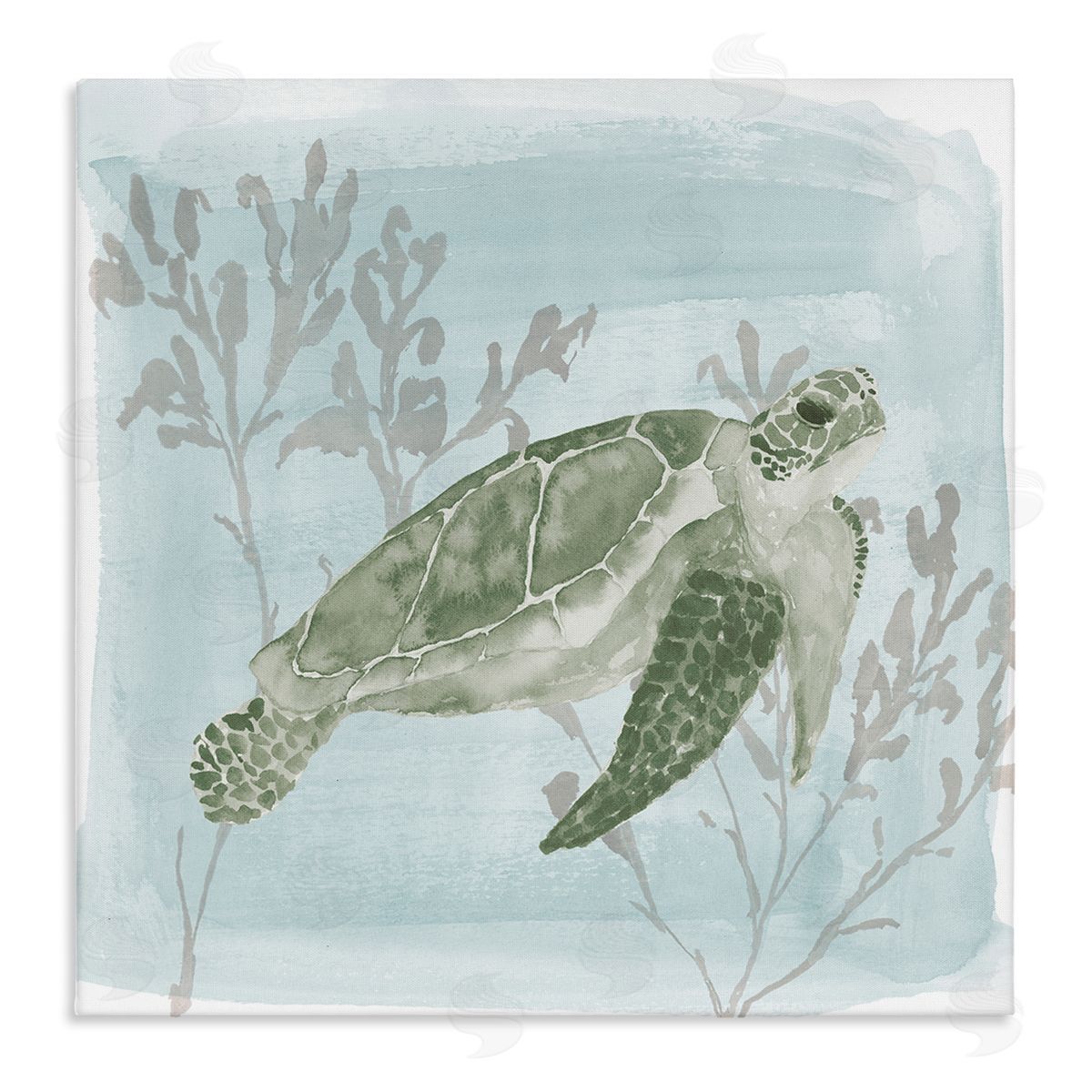 Lucille Price Swimming Tortoise Underwater Scene Stretched Canvas Wall Art Print
