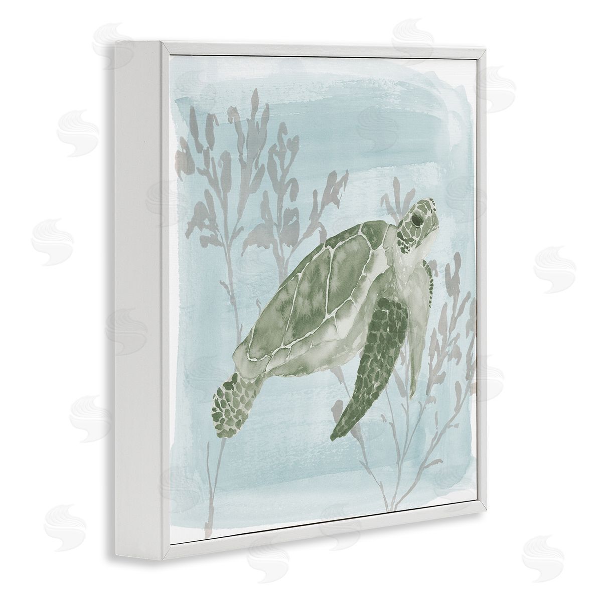Lucille Price Swimming Tortoise Underwater Scene White Framed Glicee Wall Art Print