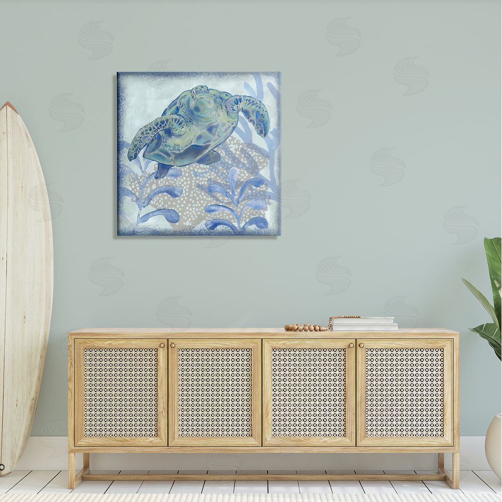 Erica Christopher Vivid Tortoise Layered Aquatic Plants Canvas Wall Art in Room