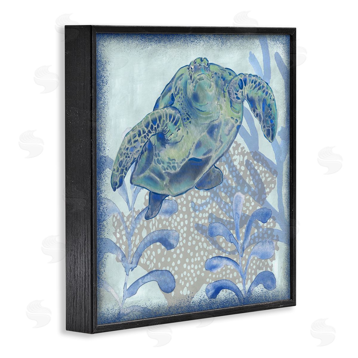 Erica Christopher Vivid Tortoise Layered Aquatic Plants Black Framed Glicee Wall Art Print