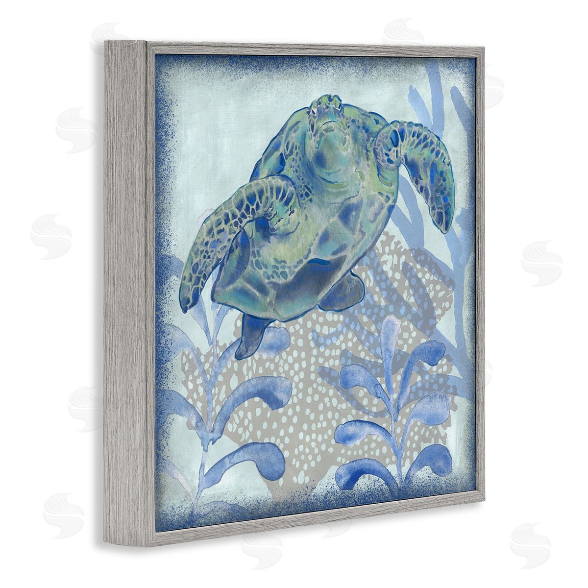Erica Christopher Vivid Tortoise Layered Aquatic Plants Gray Framed Glicee Wall Art Print