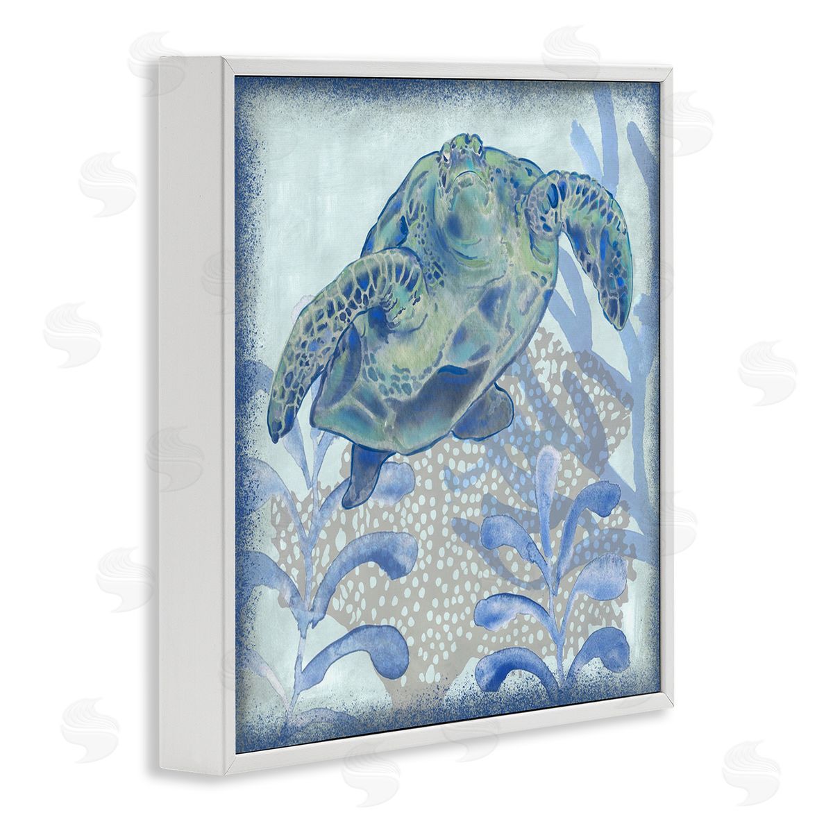 Erica Christopher Vivid Tortoise Layered Aquatic Plants White Framed Glicee Wall Art Print