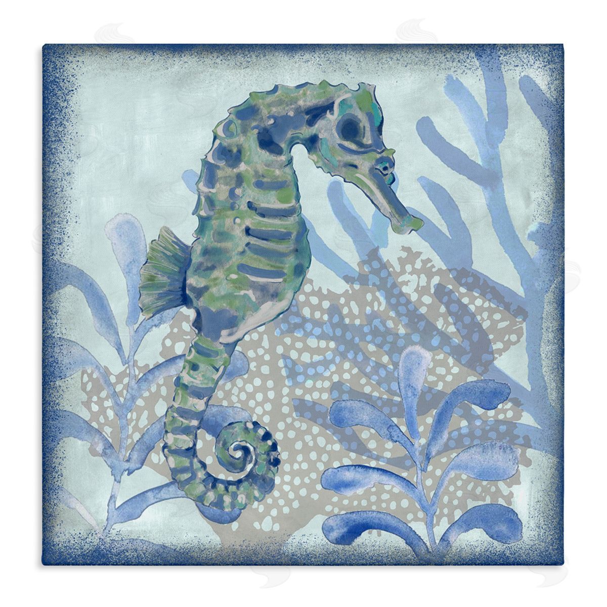 Erica Christopher Seahorse Underwater Coral Botanicals Stretched Canvas Wall Art Print