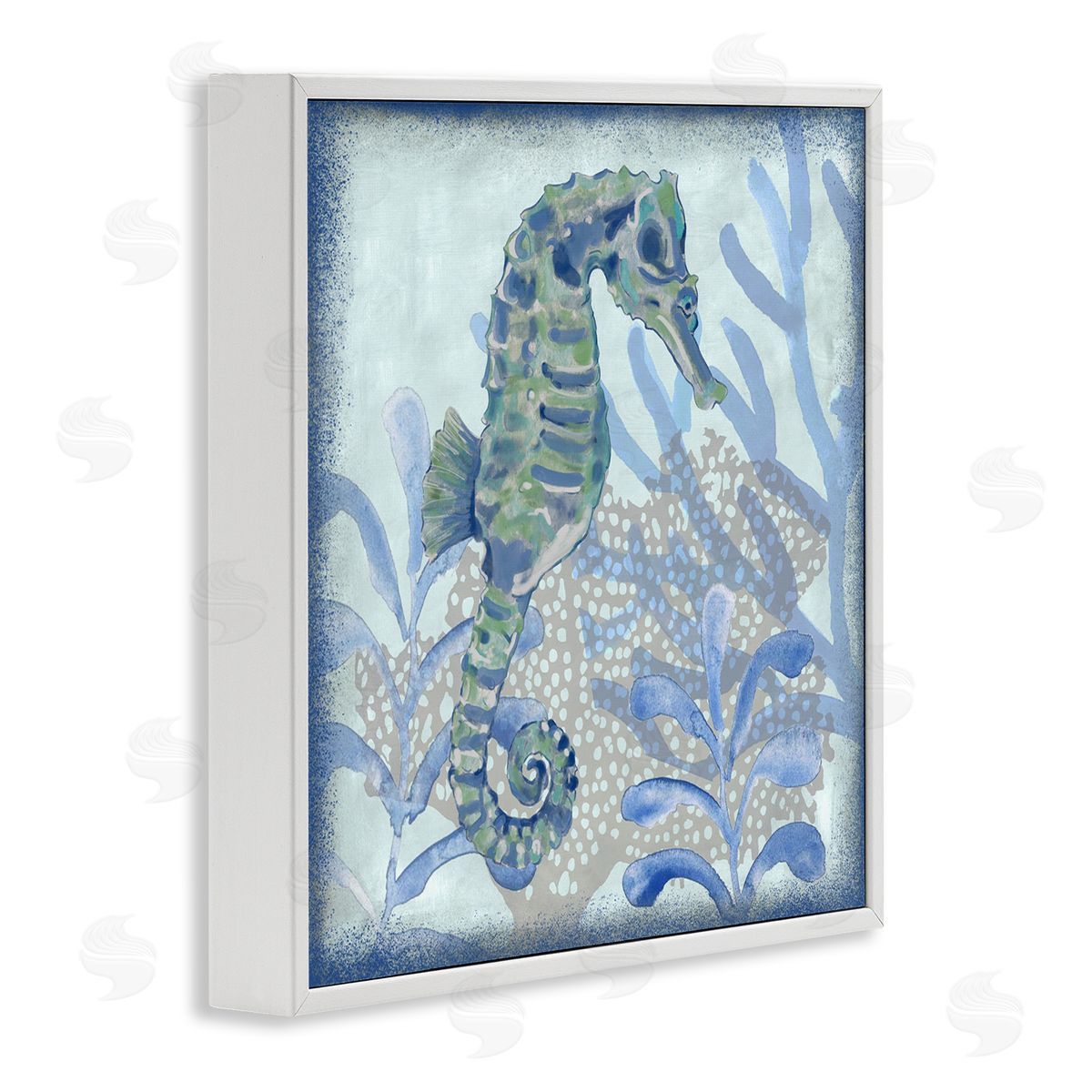 Erica Christopher Seahorse Underwater Coral Botanicals White Framed Glicee Wall Art Print