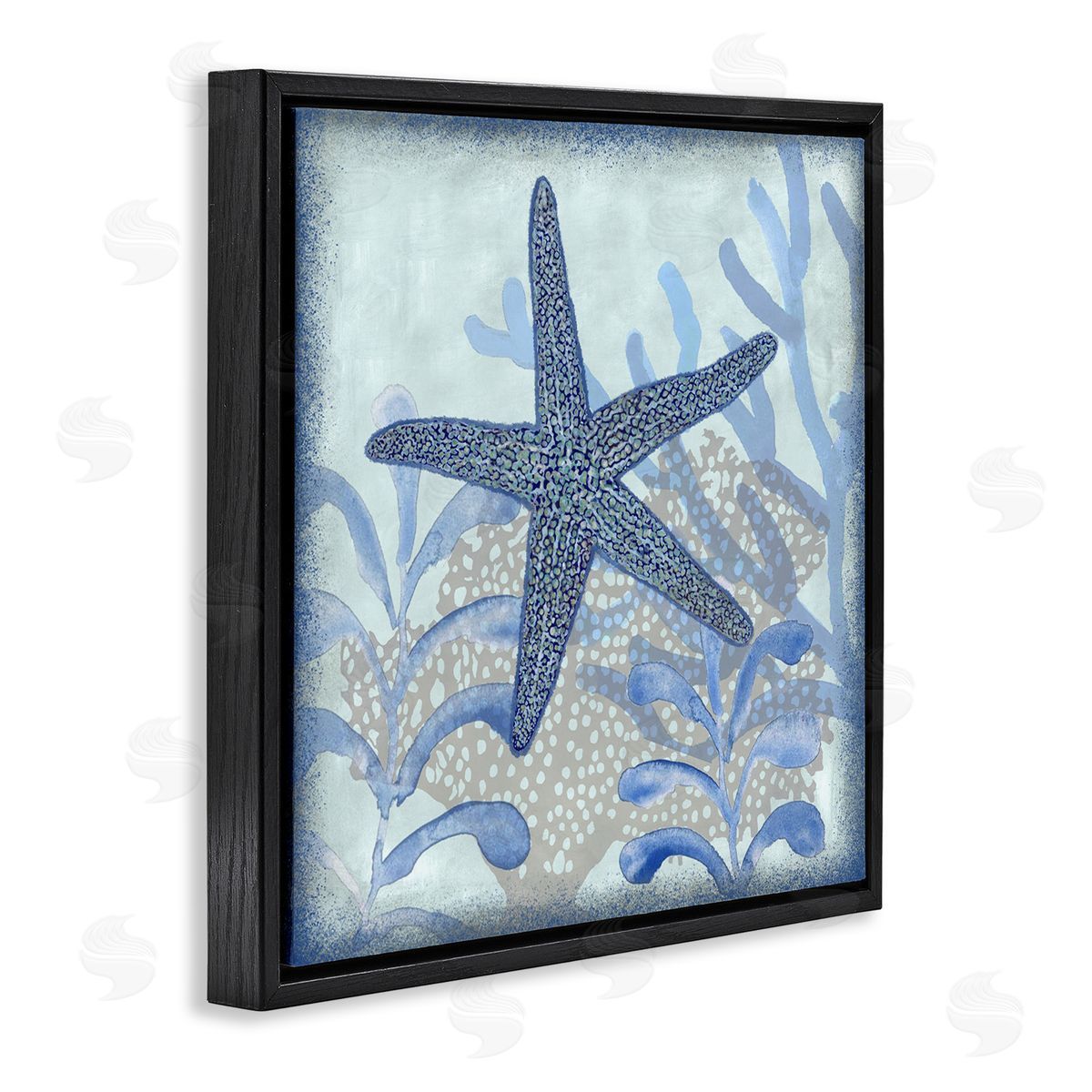 Erica Christopher Vivid Blue Starfish Marine Life Black Floating Frame Canvas Wall Art Print