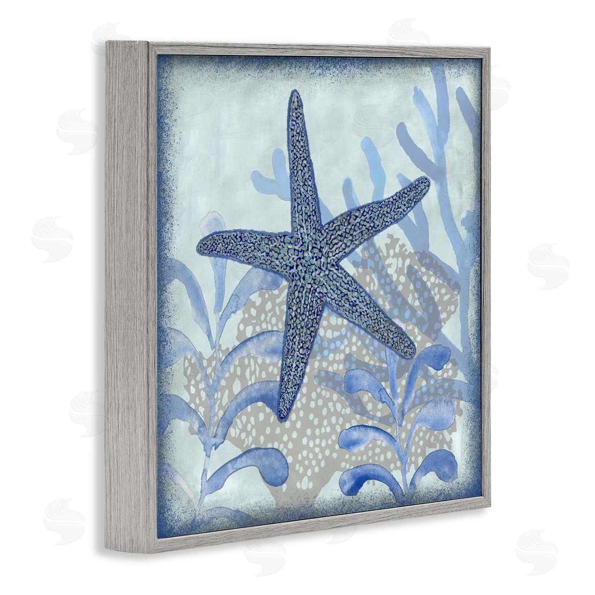 Erica Christopher Vivid Blue Starfish Marine Life Gray Framed Glicee Wall Art Print
