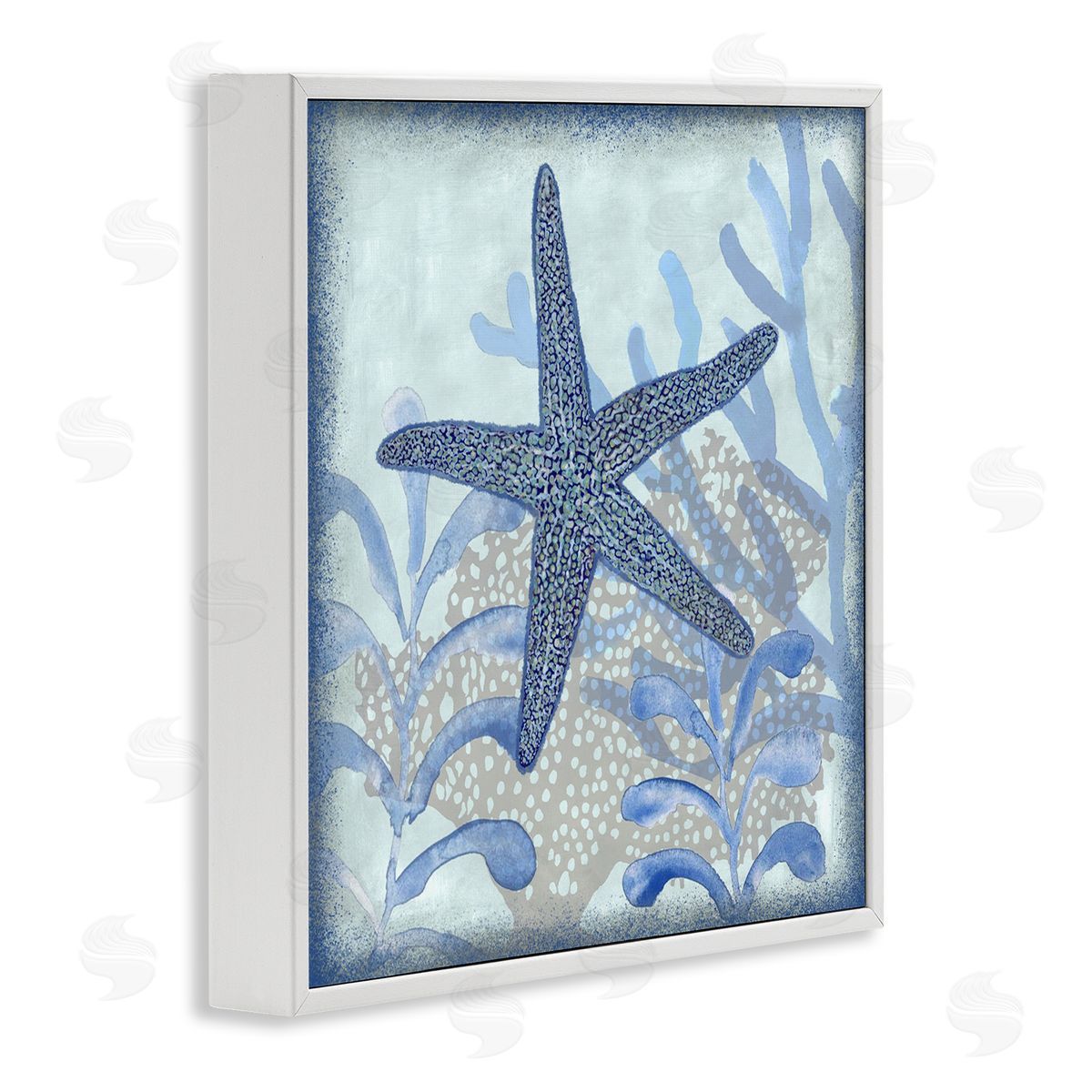 Erica Christopher Vivid Blue Starfish Marine Life White Framed Glicee Wall Art Print