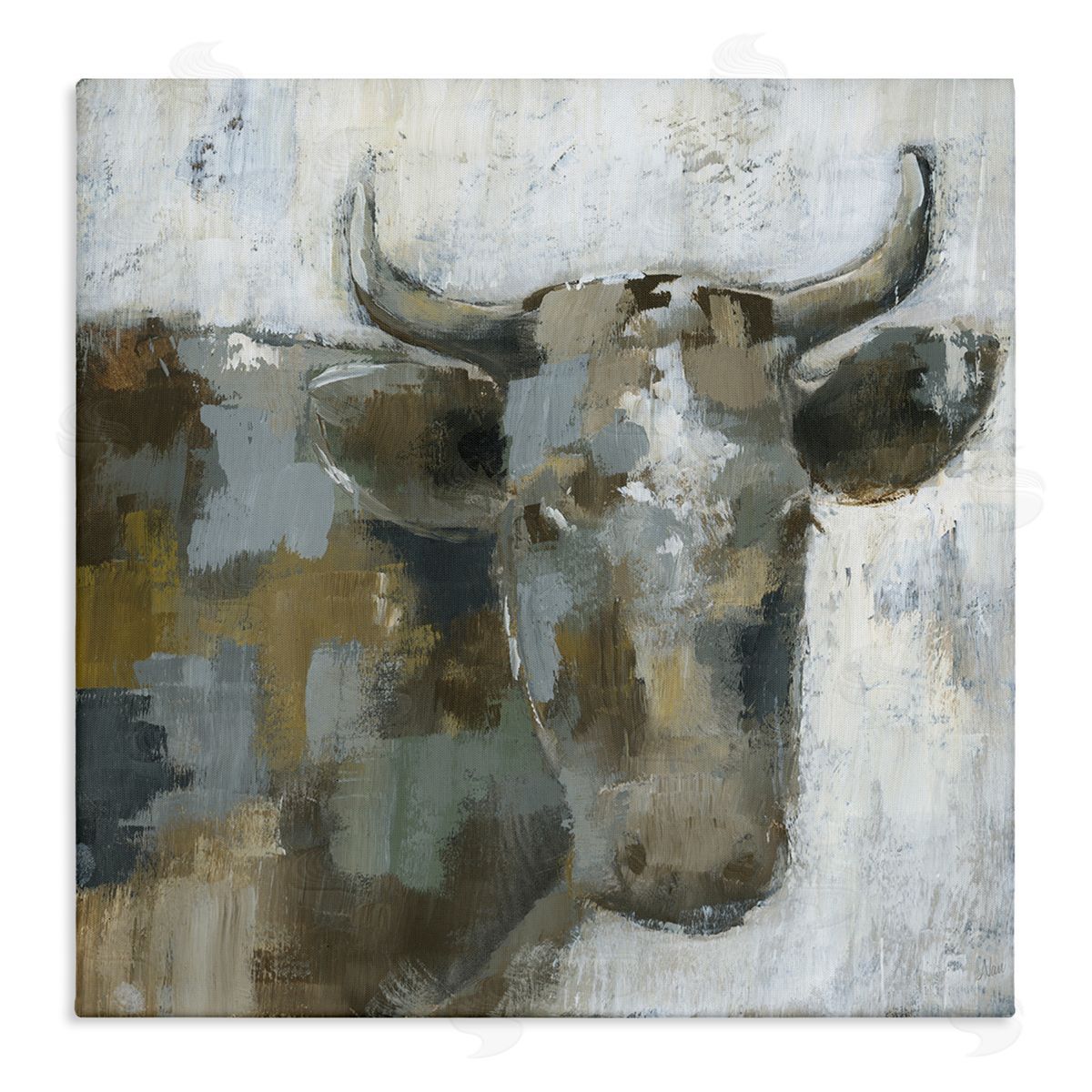 Nan Abstract Cattle Farm Animal Stretched Canvas Wall Art Print