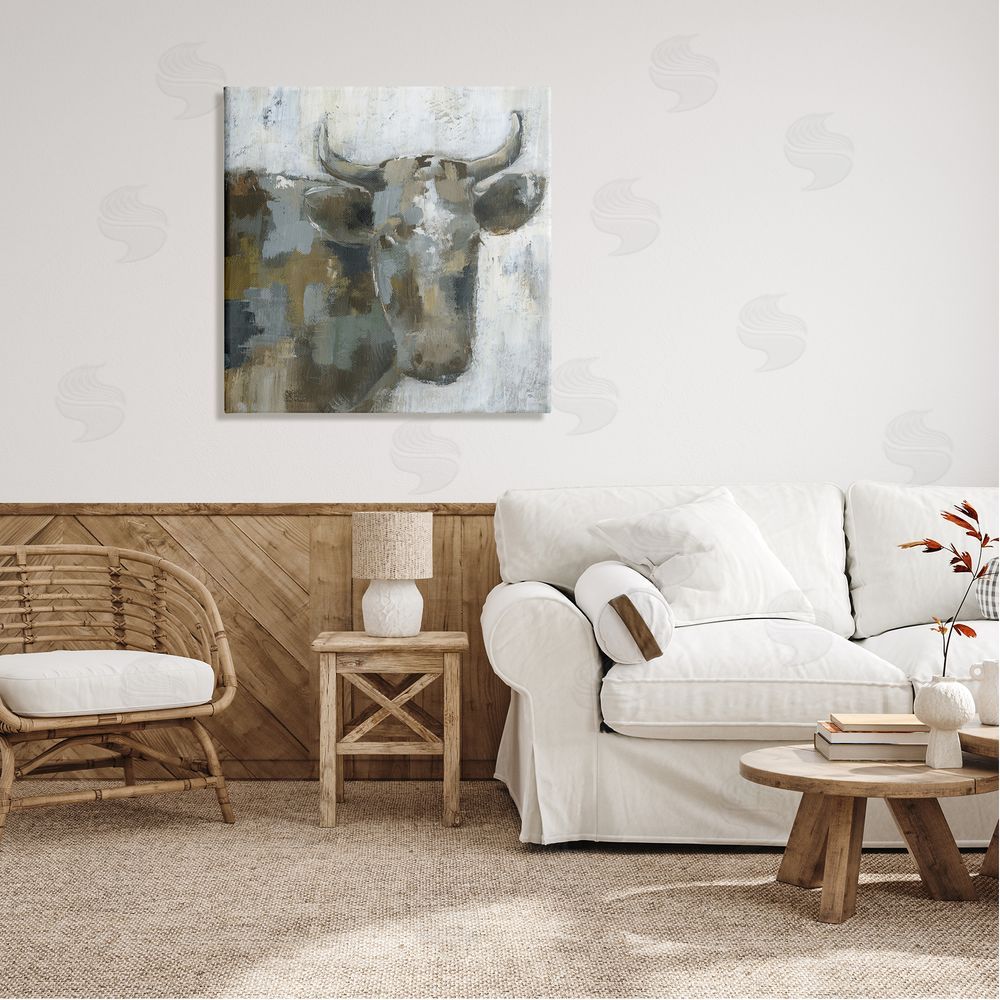 Nan Abstract Cattle Farm Animal Canvas Wall Art in Room