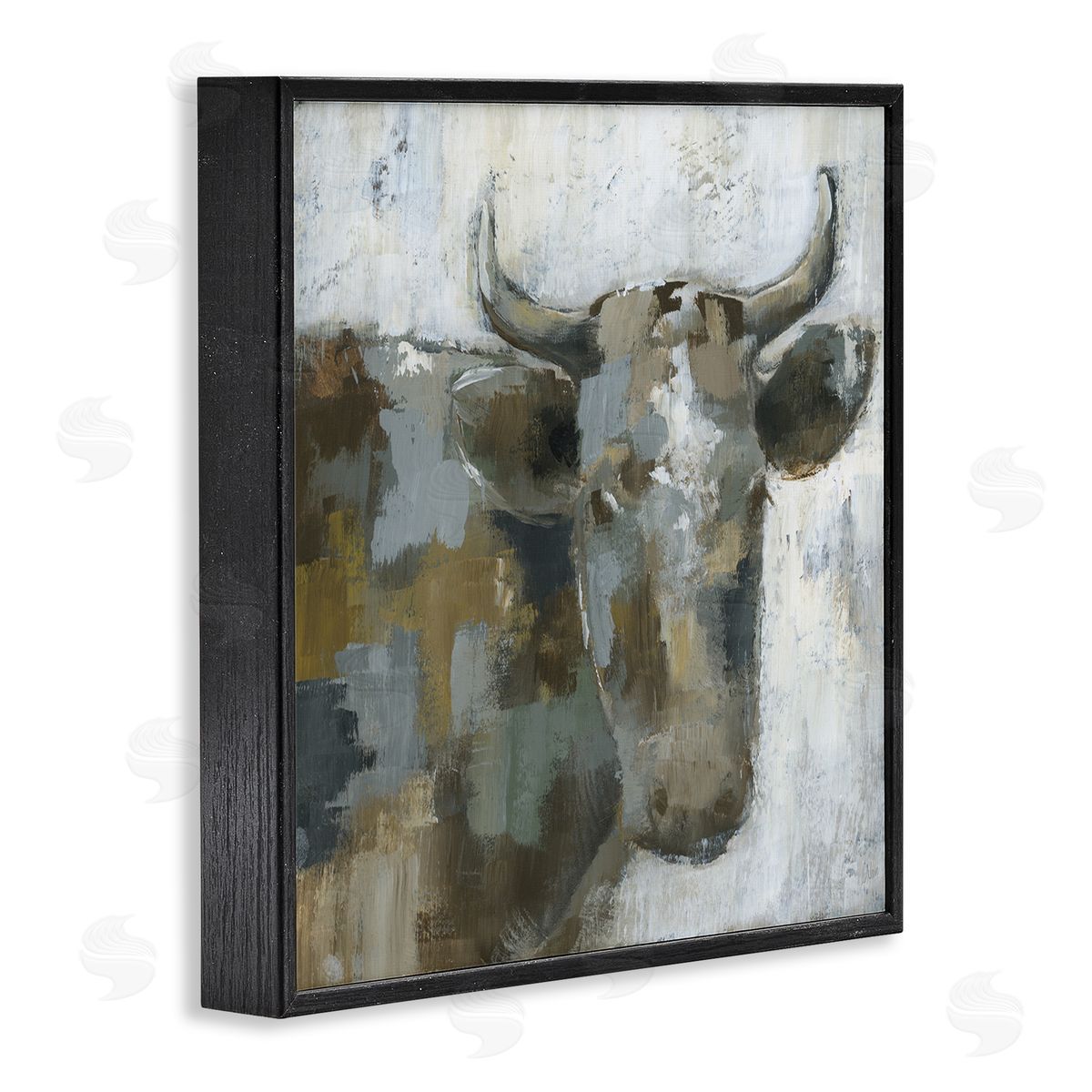 Nan Abstract Cattle Farm Animal Black Framed Glicee Wall Art Print