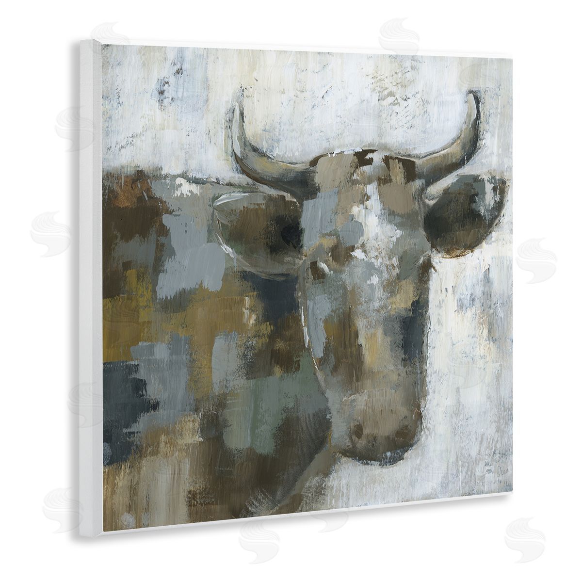 Nan Abstract Cattle Farm Animal Wooden Wall Plaque Art Print