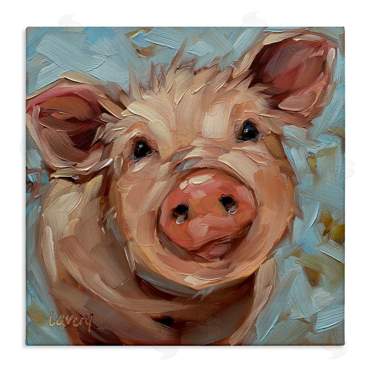 Modern Pig Portrait Farm Animal Canvas Wall Art, Home Decor by Andrea Lavery