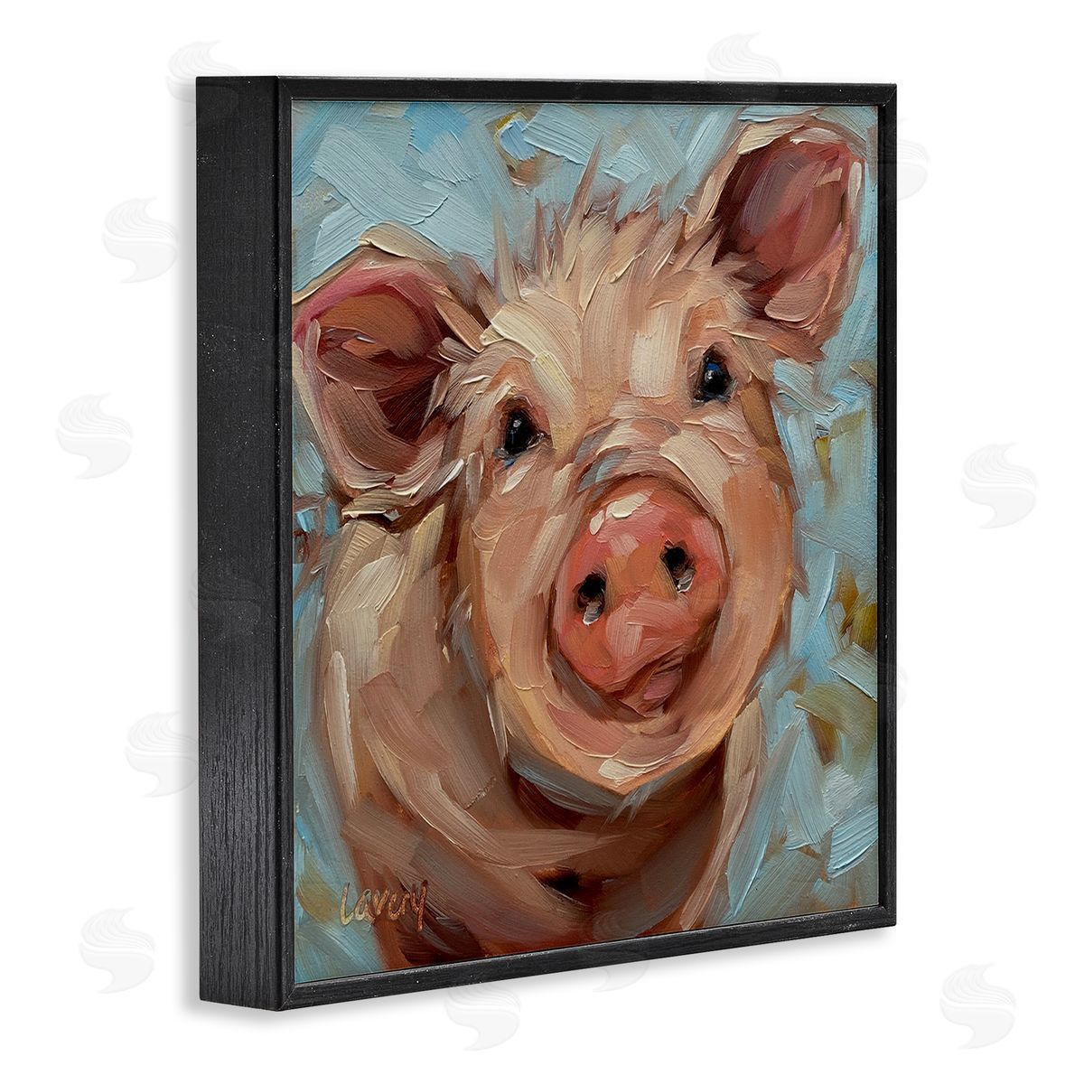 Modern Pig Portrait Farm Animal Black Frame Print Wall Art, Home Decor by Andrea Lavery
