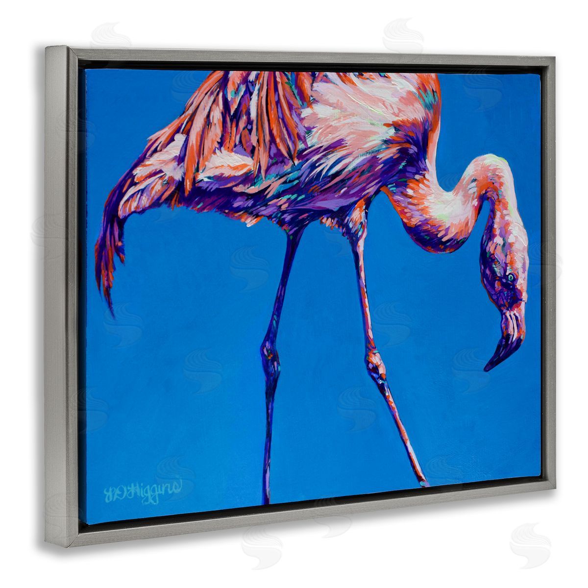Derrick Higgins Bold Blue Modern Flamingo