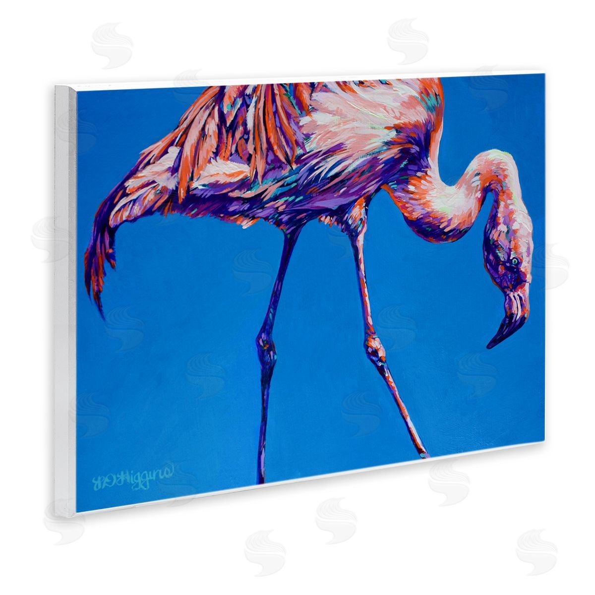 Derrick Higgins Bold Blue Modern Flamingo