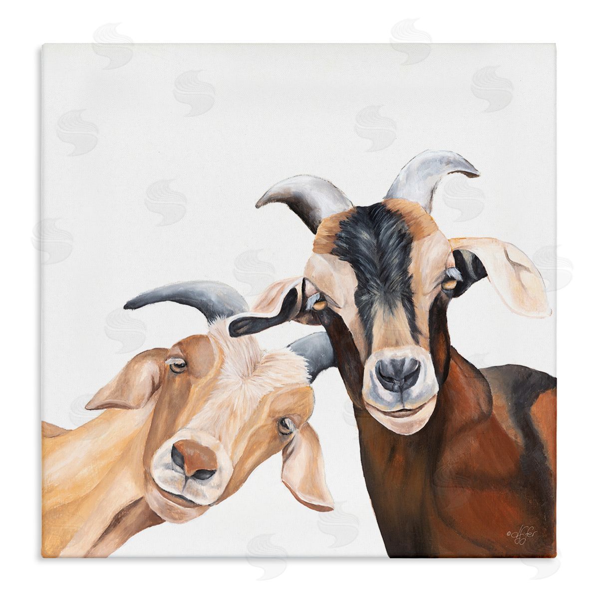 Happy Goat Smiling Animals Canvas Wall Art, Home Decor by Diane Fifer