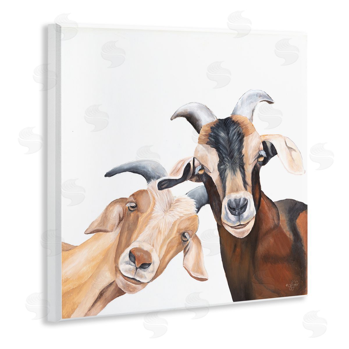 Happy Goat Smiling Animals Wood Plaque Wall Art, Home Decor by Diane Fifer