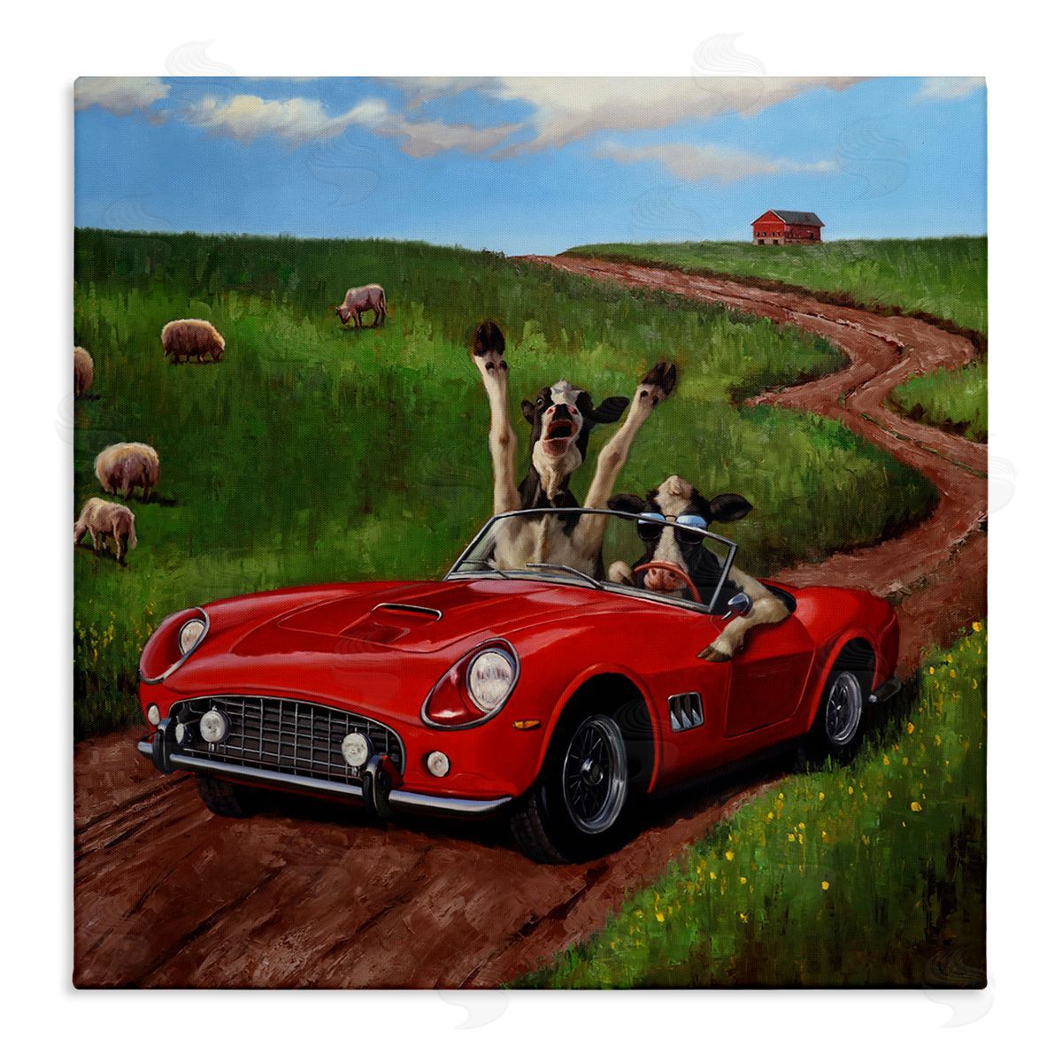 Lucia Heffernan Road Trip Rural Cow Farmland Stretched Canvas Wall Art Print