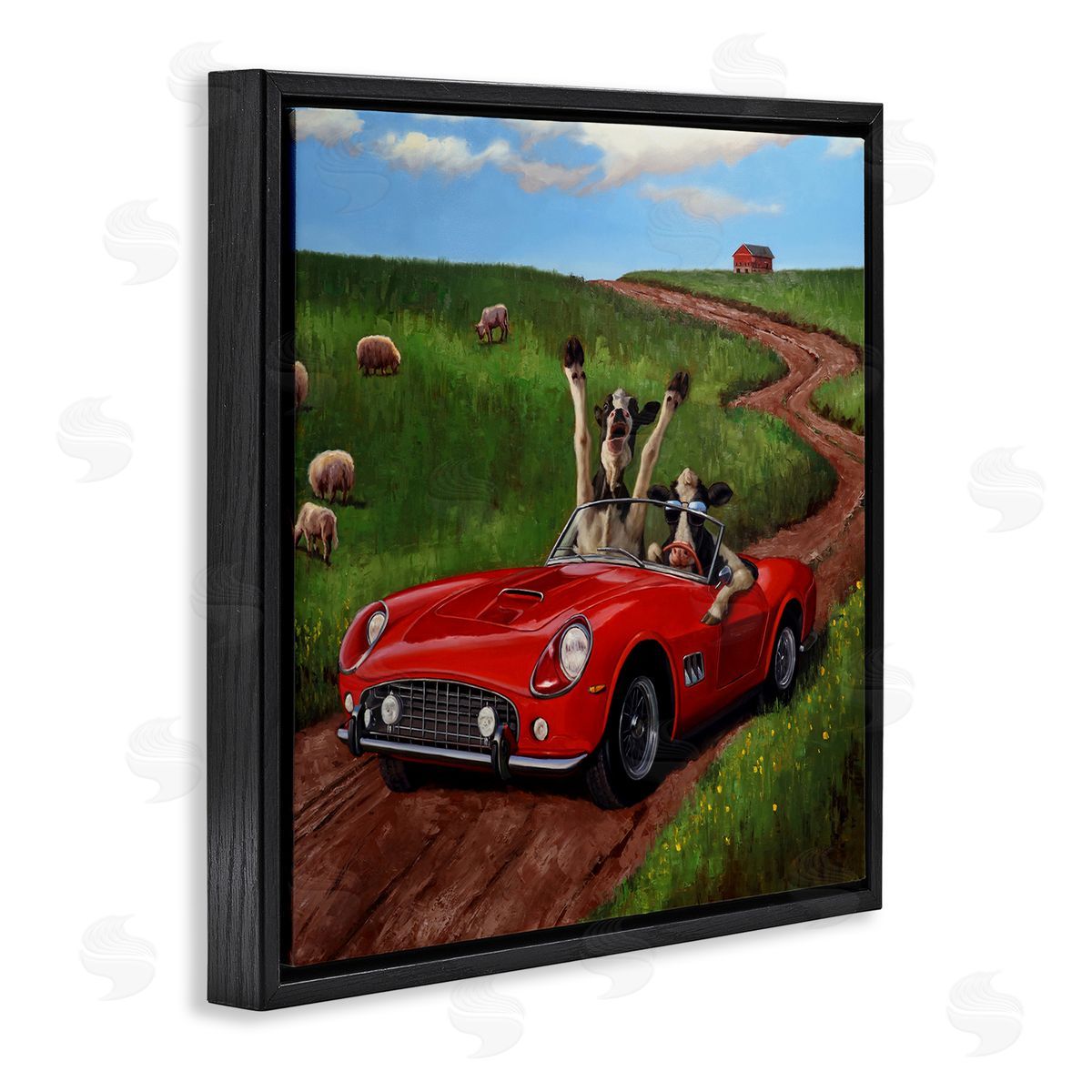 Lucia Heffernan Road Trip Rural Cow Farmland Black Floating Frame Canvas Wall Art Print