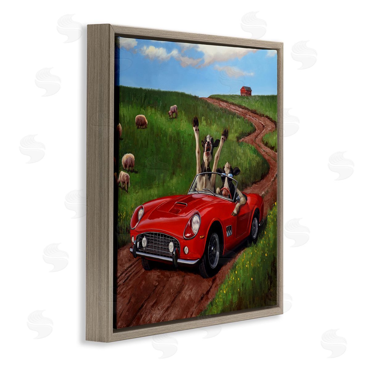 Lucia Heffernan Road Trip Rural Cow Farmland Brown Floating Frame Canvas Wall Art Print