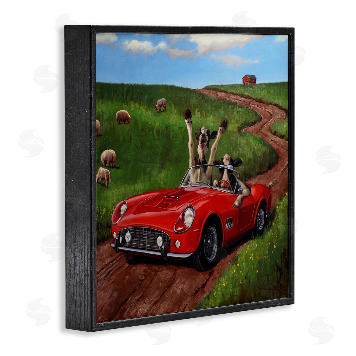 Lucia Heffernan Road Trip Rural Cow Farmland Black Framed Glicee Wall Art Print