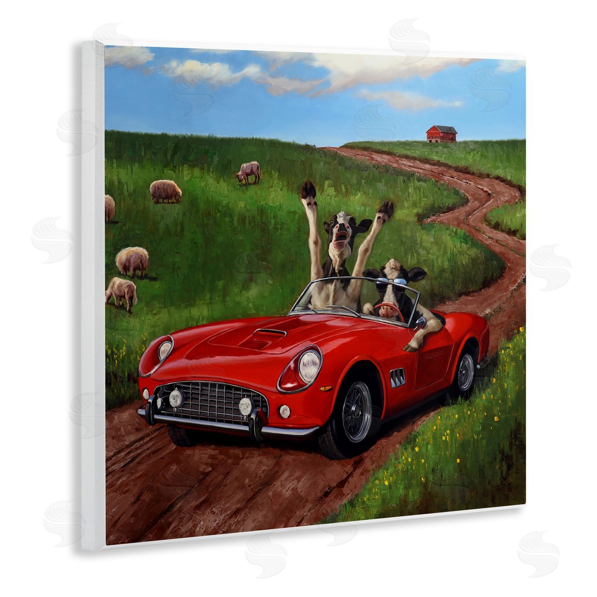 Lucia Heffernan Road Trip Rural Cow Farmland Wooden Wall Plaque Art Print